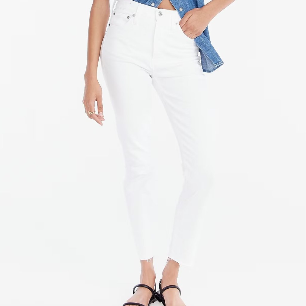 J. Crew Women's 10" High Rise Toothpick Jeans Size 32 Nwt White Stretch Aj478